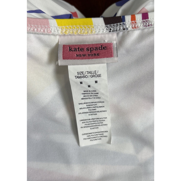 Kate Spade Strapless One Piece Swimsuit Sz M Colorful Beach Resort Built in Bra - Picture 3 of 6